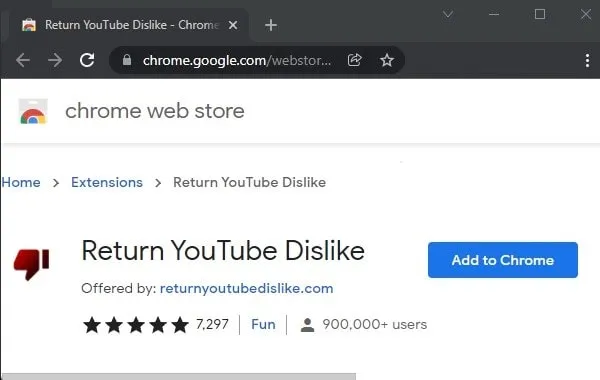 Return YouTube Dislike Add to Chrome