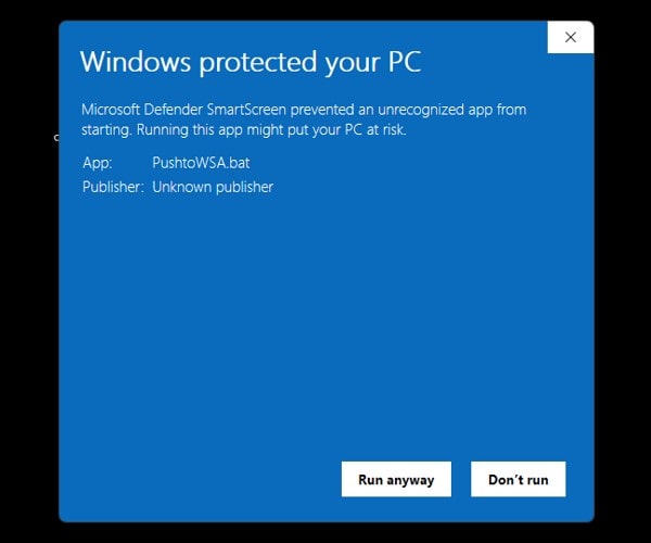 Run PushtoWSA batch file
