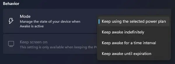 Awake Utility Mode in PowerToys