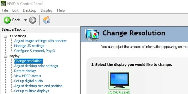 Change Resolution NVIDIA Control Panel