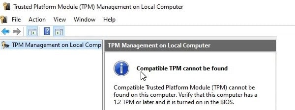 Compatible TPM cannot be found