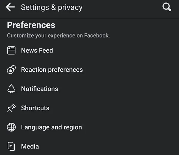 Facebook App Media Settings