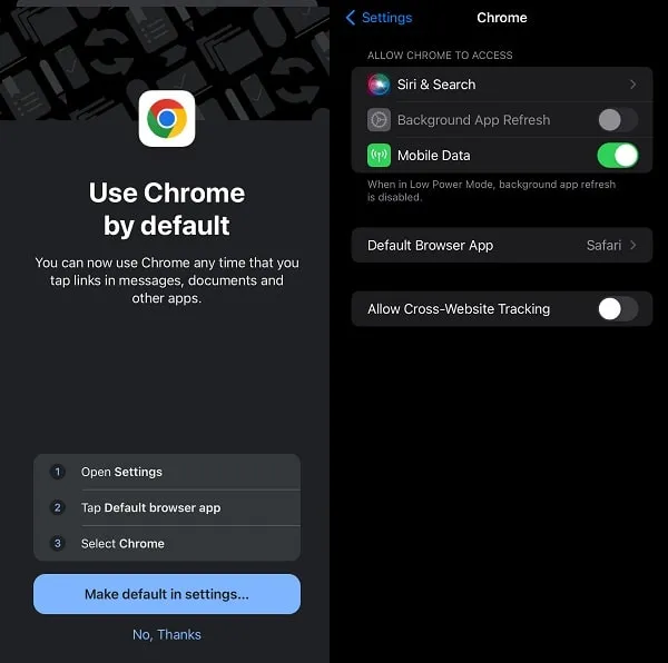 Make Chrome Default Browser App