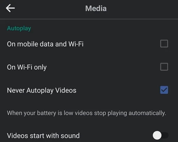 Never Autoplay Reels in Facebook App