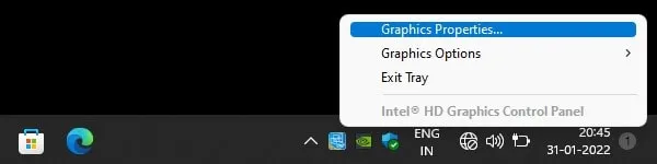 Open Intel Graphics Properties