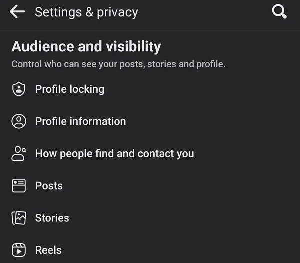 Open Reels Settings in Facebook App