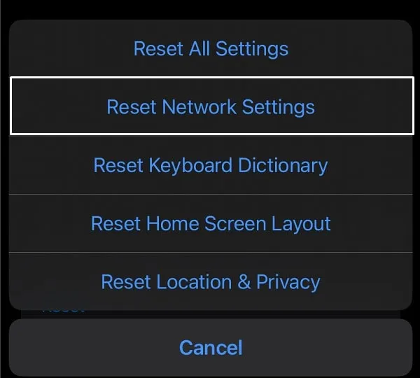 Reset Network Settings on iOS 17