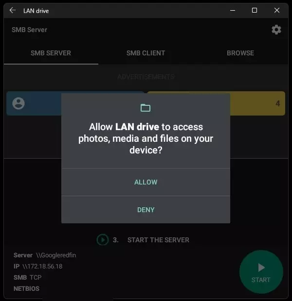 Click on Start and Allow Permission