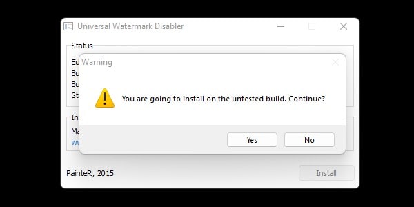 Install-untested-build-to-remove-evaluation-copy-watermark-windows-11