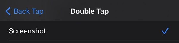 Select Screenshot Action for Double Tap