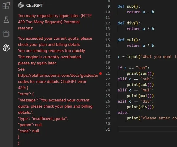 ChatGPT Error HTTP 429 Too Many Requests