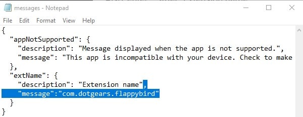 Enter Package App in Message File