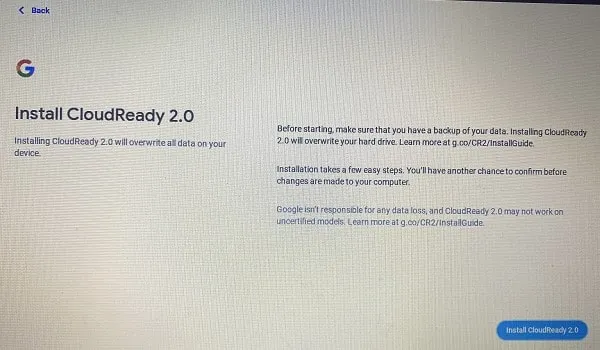 Install CloudReady 2.0