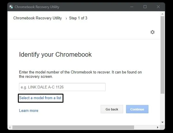 Select a model from a list