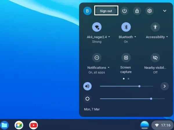 Sign Out from Google Chrome OS Flex